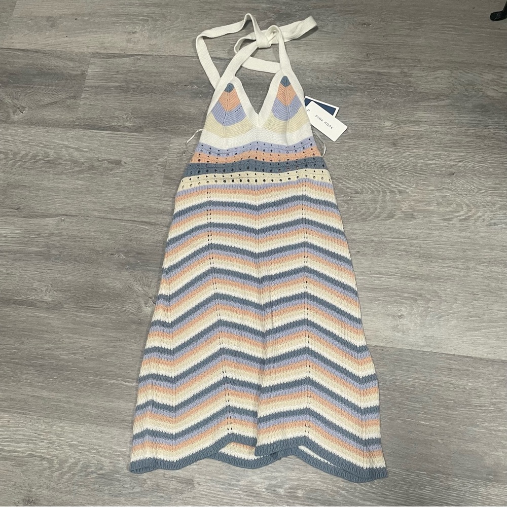 New NWT Pink Rose Striped Knit Dress Size XS